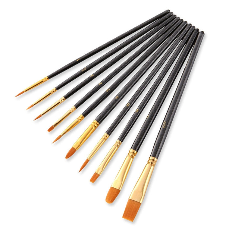 ZHU TING 10 in 1 Pearl Rod Nylon Hair Combination Brush Oil Paint Brush(Black Rods) - Art Supplies by PMC Jewellery | Online Shopping South Africa | PMC Jewellery