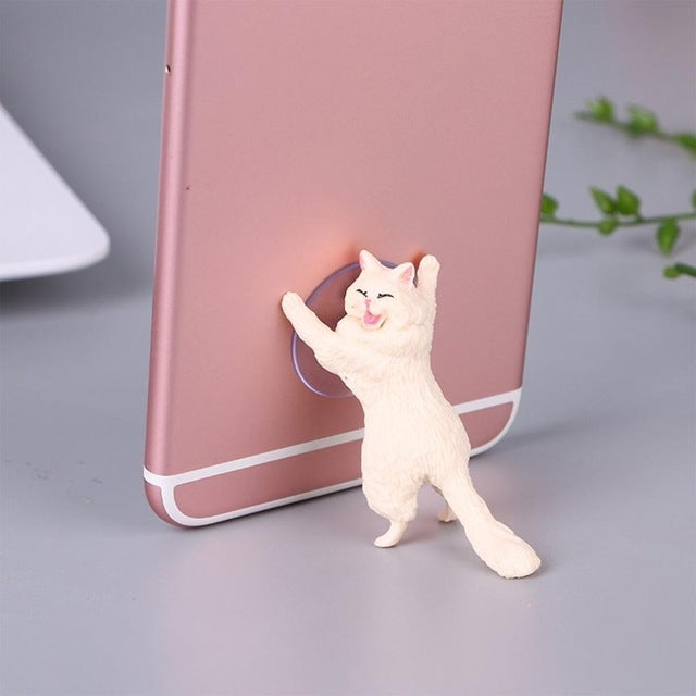 60 PCS Sucker Design Cute Cat Smartphone Holder(White) - Desktop Holder by PMC TechLife | Online Shopping South Africa | PMC TechLife