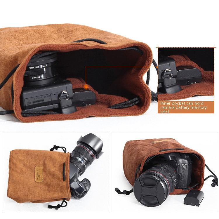 S.C.COTTON Liner Shockproof Digital Protection Portable SLR Lens Bag Micro Single Camera Bag Square Brown M - free shipping - PMC TechLife - Order now!