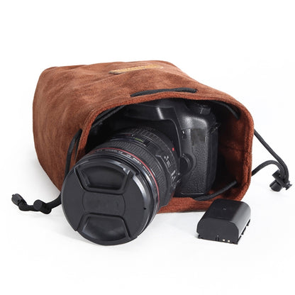 S.C.COTTON Liner Shockproof Digital Protection Portable SLR Lens Bag Micro Single Camera Bag Round Brown S - Lens Bag by S.C.COTTON | Online Shopping South Africa | PMC Jewellery