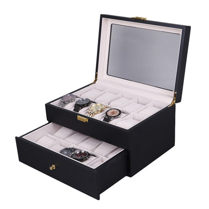 Wooden Baking Paint Watch Box Jewelry Storage Display Box(20-bit Black + Rice Matte) - Watch Storages by PMC Jewellery | Online Shopping South Africa | PMC Jewellery | Buy Now Pay Later Mobicred