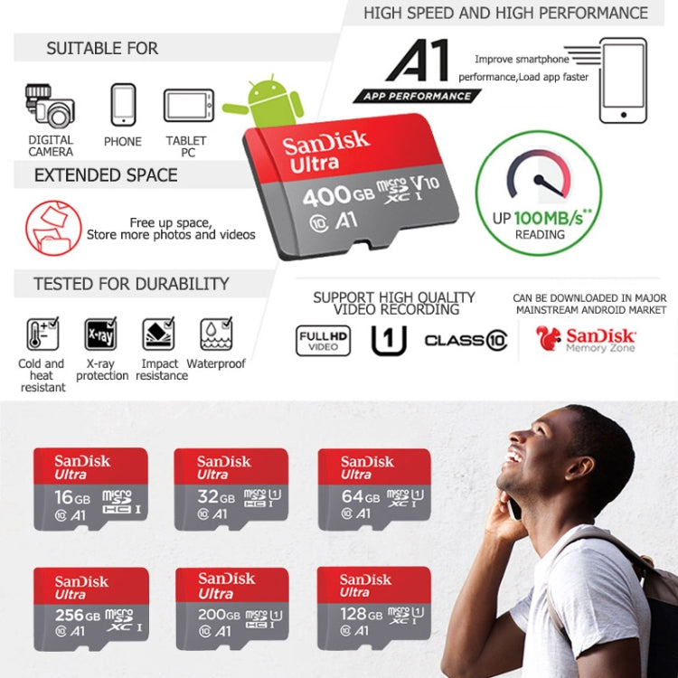 SanDisk A1 Monitoring Recorder SD Card High Speed Mobile Phone TF Card Memory Card, Capacity: 128GB-100M/S - Micro SD Card by SanDisk | Online Shopping South Africa | PMC Jewellery