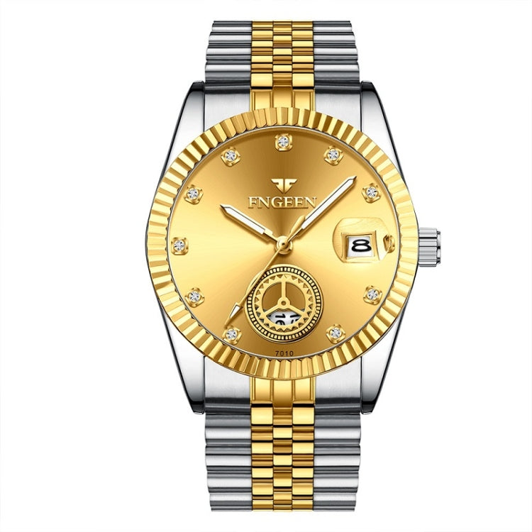 FNGEEN 7010 Middle-Aged and Elderly Men Luminous Calendar Quartz Watch(Between Gold Golden Surface) - Metal Strap Watches by FNGEEN | Online Shopping South Africa | PMC Jewellery | Buy Now Pay Later Mobicred