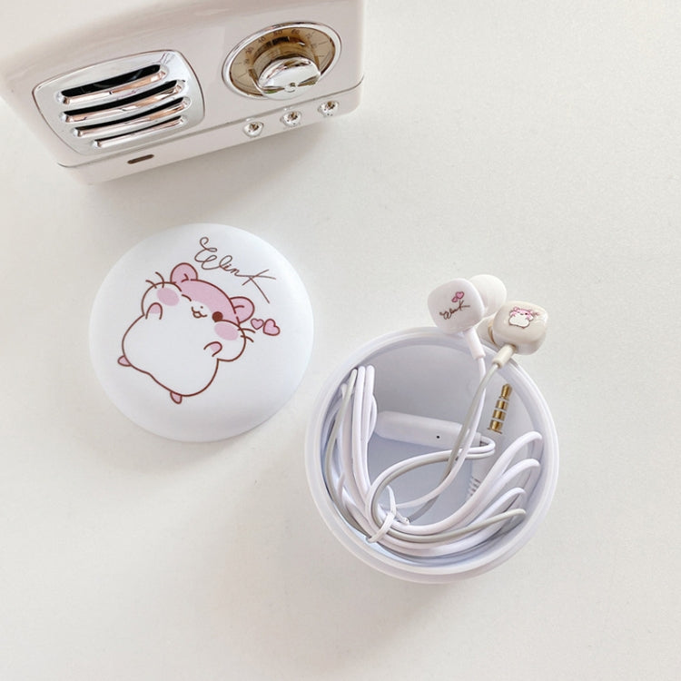 2 Pairs Heavy Bass Wired Headset Mobile Phone Universal Headset with Storage Box & Microphone(White Rat + Storage Box) - In Ear Wired Earphone by PMC TechLife | Online Shopping South Africa | PMC TechLife