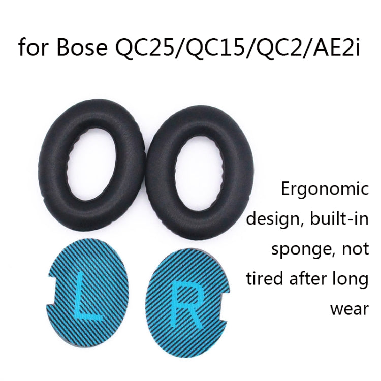 2 PCS Headset Lambskin Sponge Cover Earmuffs For Bose QC25 / QC15 / QC2 / QC35 / AE2i(Black+Blue) - Earmuff & Pad by PMC Jewellery | Online Shopping South Africa | PMC Jewellery