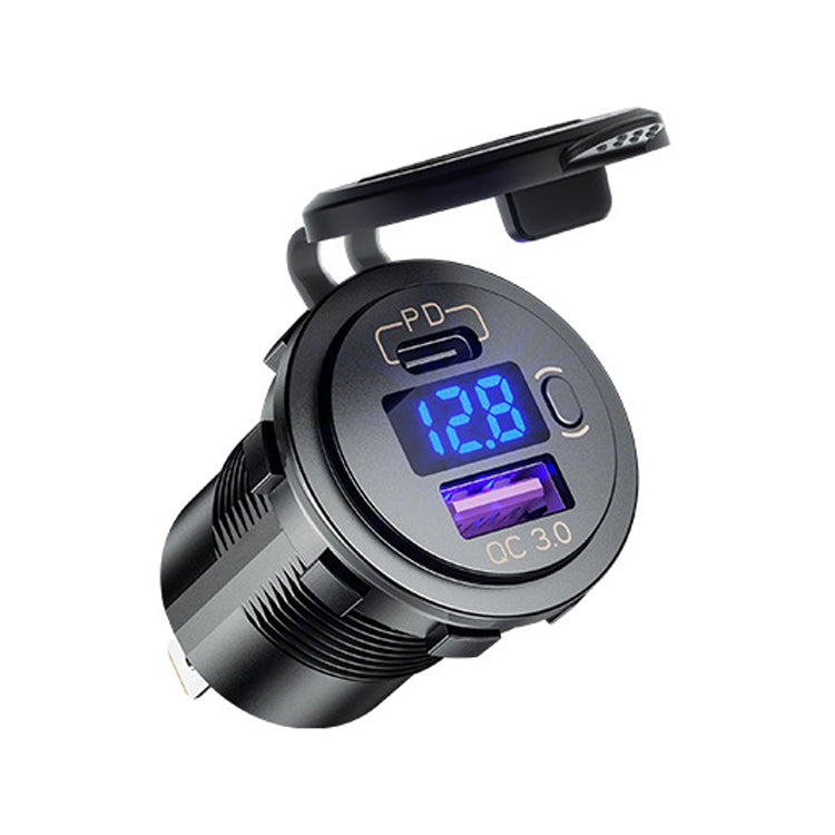 12V Modified Car USB Charger With Voltage Display PD QC3.0 Socket(With Terminal Green Light) - DIY Modified Charger by PMC TechLife | Online Shopping South Africa | PMC TechLife