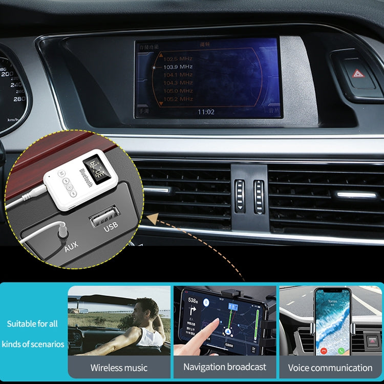 K6-W Bluetooth 5.0 Receiver Transmitter 2 in 1 Adapter Computer Speaker Car FM (White) - free shipping - PMC TechLife - Order now!