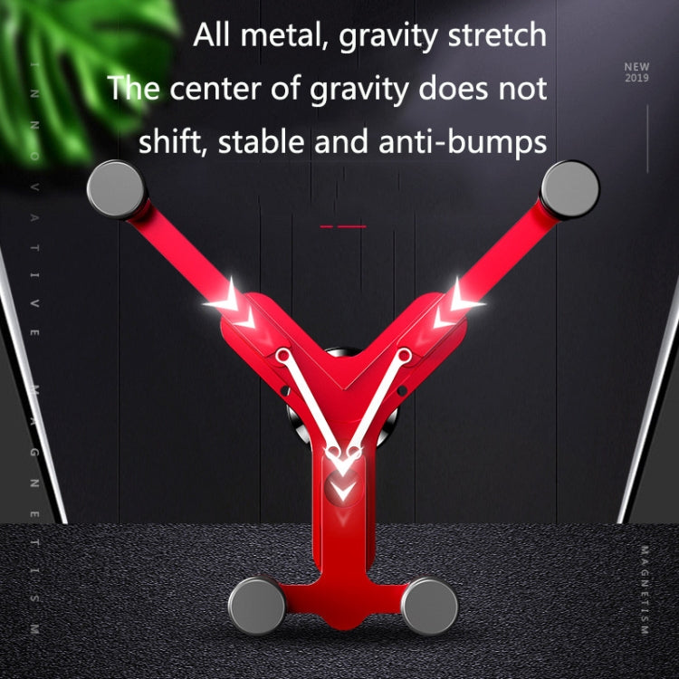 OATSBASF Car Air Outlet Gravity Mobile Phone Holder Snap-On Metal Bracket(Red) - Universal Car Holders by OATSBASF | Online Shopping South Africa | PMC Jewellery | Buy Now Pay Later Mobicred