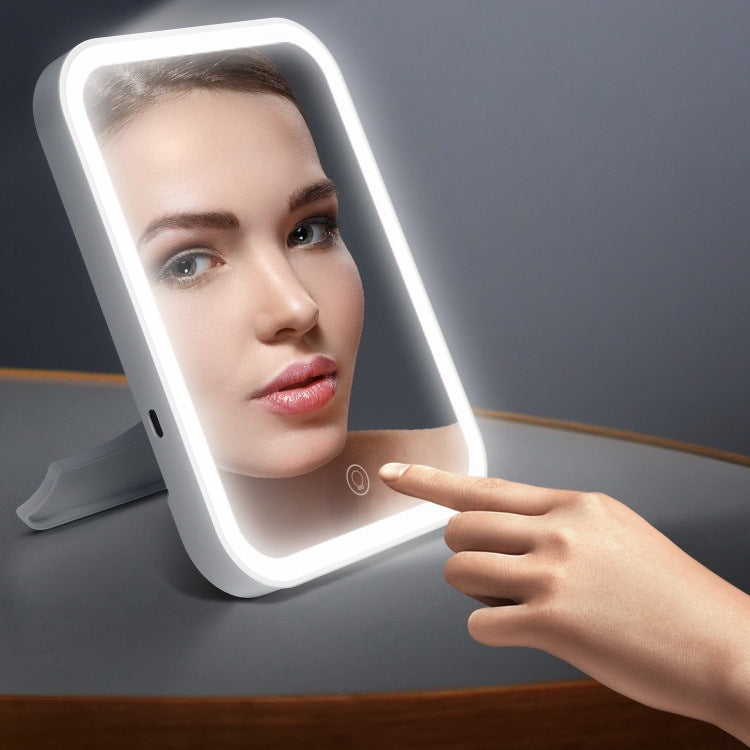 2 PCS LED Makeup Mirror With Lamp Fill Light Dormitory Desktop Dressing Mirror Female Folding Portable Small Mirror,Style: Charging Monochromatic Light (White) - Mirror by PMC Jewellery | Online Shopping South Africa | PMC Jewellery