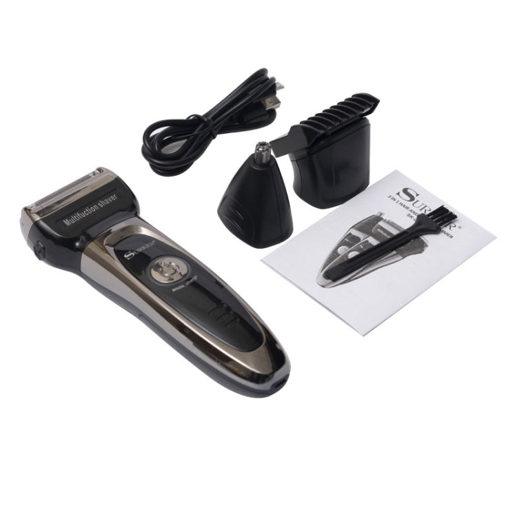 Surker SK-2300 Men 3-in-1 Electric Shaver/Hair Clipper/Nose Hair Clipper Portable Grooming Kit( Black) - Electric Shavers by Surker | Online Shopping South Africa | PMC Jewellery