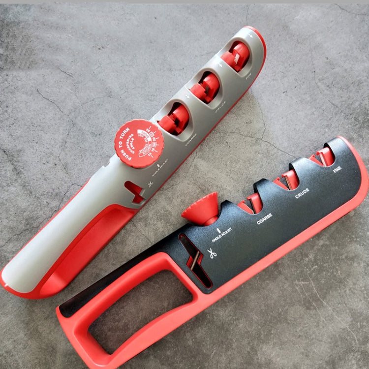 4- In-1 Adjustable Manual Knife Sharpener Multifunctional Knife Sharpener(Black Red) - Knife Sharpener by PMC TechLife | Online Shopping South Africa | PMC TechLife