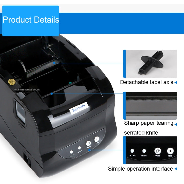 Xprinter XP-365B 80mm Thermal Label Printer Clothing Tag Supermarket Barcode Printer, Plug: EU Plug(Bluetooth Version) - free shipping - PMC TechLife - Order now!