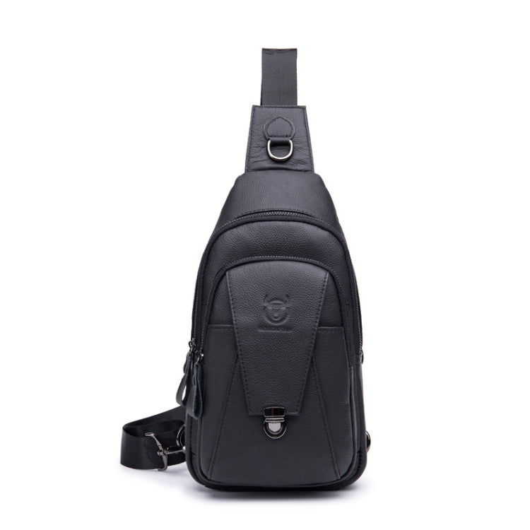 BULL CAPTAIN 110 Men Leather Shoulder Bag Cowhide Leather Multi-Function Chest Bag(Black) - Single-shoulder Bags by BULL CAPTAIN | Online Shopping South Africa | PMC TechLife | Buy Now Pay Later Mobicred