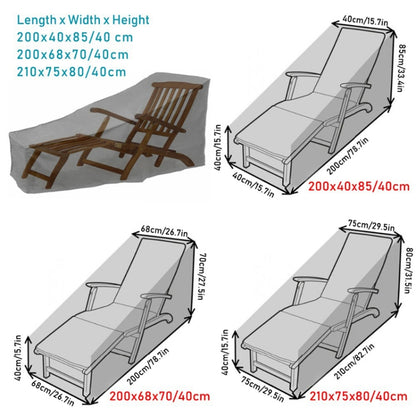 Outdoor Beach Chair Dustproof And Waterproof Cover Rocking Chair Furniture Protective Cover, Size: 210x75x80cm(Black+Silver) - Others by PMC Jewellery | Online Shopping South Africa | PMC Jewellery