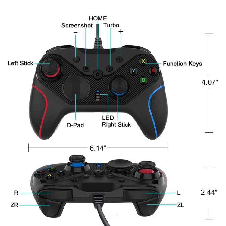 Wired Gamepad For Nintendo Switch / Android / iOS / PC(S818W Left Red Right Blue) - Gamepads by PMC Jewellery | Online Shopping South Africa | PMC Jewellery