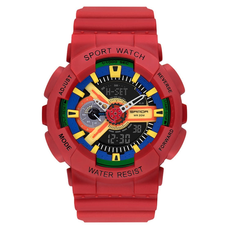 SANDA Outdoor Leisure Waterproof Multifunctional Luminous Electronic Watch(Sand Tomato Red Men) - Silicone Strap Watches by SANDA | Online Shopping South Africa | PMC Jewellery | Buy Now Pay Later Mobicred