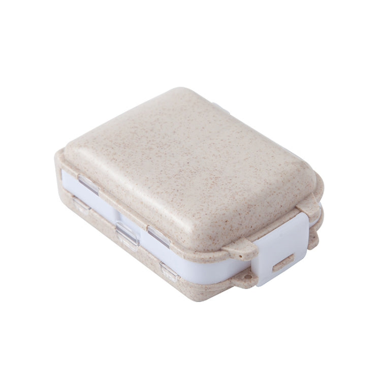 6 PCS C1617 Portable Dispensing Sealed Pill Box Wheat Straw Large-capacity Storage Box(Beige) - free shipping - PMC TechLife - Order now!
