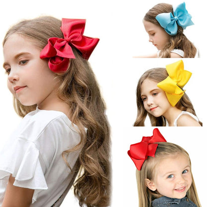 5 PCS 6 Inch Colorful Kids Girls Big Solid Ribbon Hair Bow Clips(21) - Head Bands by PMC Jewellery | Online Shopping South Africa | PMC Jewellery