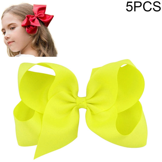 5 PCS 6 Inch Colorful Kids Girls Big Solid Ribbon Hair Bow Clips(32) - Head Bands by PMC Jewellery | Online Shopping South Africa | PMC Jewellery