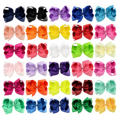 5 PCS 6 Inch Colorful Kids Girls Big Solid Ribbon Hair Bow Clips(34) - Head Bands by PMC Jewellery | Online Shopping South Africa | PMC Jewellery