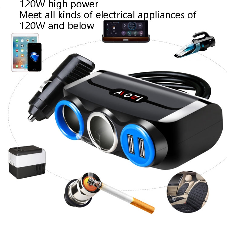Car Cigarette Lighter Multi-Function Mobile Phone Charging USB Car Charge 12/24V Adapter Plug(Black Blue) - Car Charger by PMC Jewellery | Online Shopping South Africa | PMC Jewellery