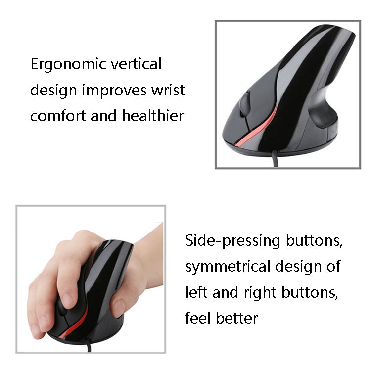 JSY-12 5 Keys USB Wired Vertical Mouse Ergonomic Wrist Brace Optical Mouse(Black) - Wired Mice by PMC Jewellery | Online Shopping South Africa | PMC Jewellery