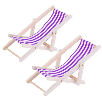 2 PCS 1:12 Beach Lounge Chair Simulation Model Outdoor Beach Scene Shooting Props Can Be Folded(Purple) - Other Props by PMC Jewellery | Online Shopping South Africa | PMC Jewellery