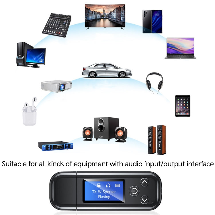 K15Pro With LCD Screen Bluetooth Adapter Audio Receiver Transmitter 3.5mm AUX Car Hands-Free - Bluetooth Adapters by PMC Jewellery | Online Shopping South Africa | PMC Jewellery