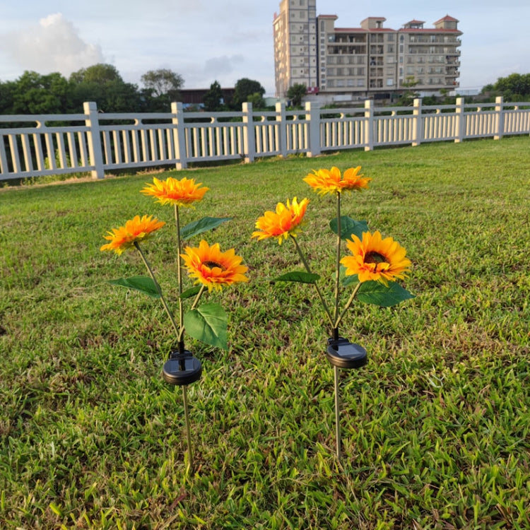 Solar Sunflower Decoration Light LED Garden Lawn Landscape Light, Specification: Three Heads - With Solar Panel by PMC Jewellery | Online Shopping South Africa | PMC Jewellery