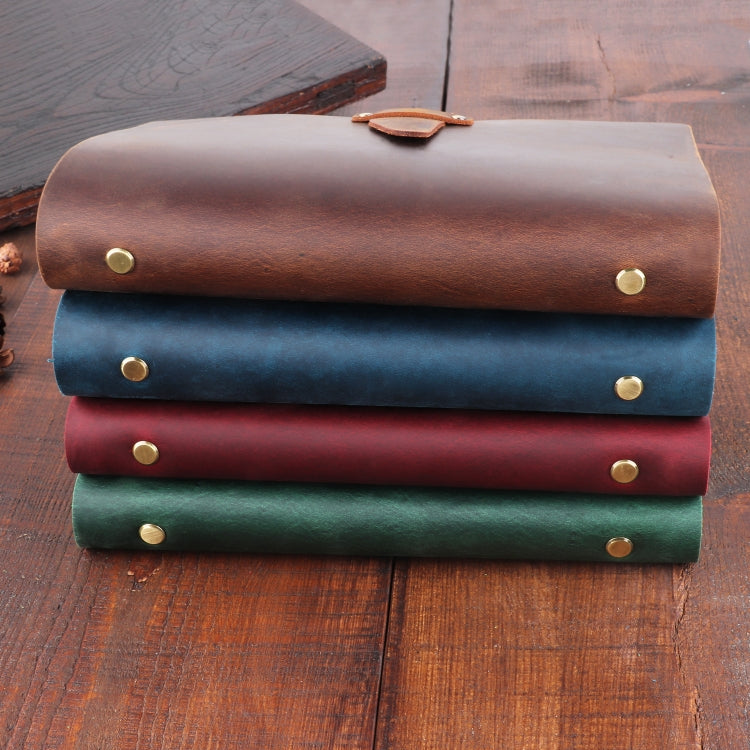 A5 Cowhide Retro Loose-Leaf Notebook Diary Office Business Simple Notepad Crazy Horse Leather Handbook( Brown) - Notebooks by PMC TechLife | Online Shopping South Africa | PMC TechLife