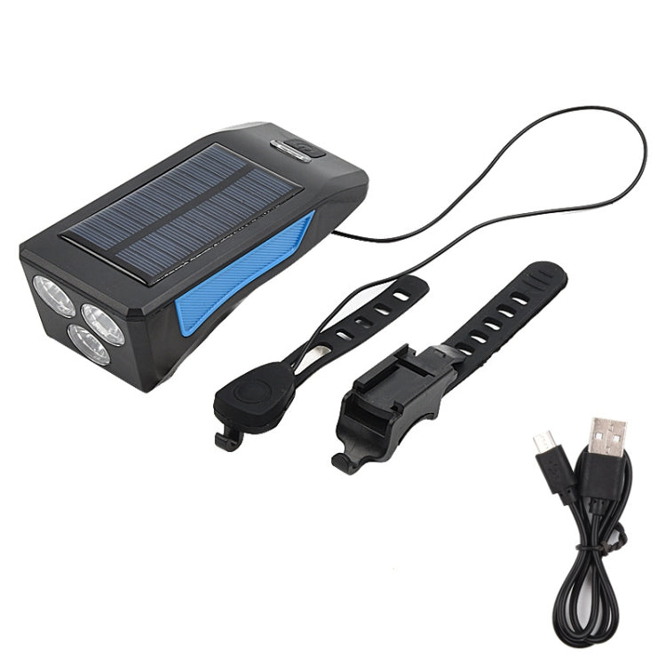 TG-ZX019 Solar Bicycle Headlight Flashlight Night Riding Strong Light USB Charging Rainproof Light(Blue) - Headlights by PMC Jewellery | Online Shopping South Africa | PMC Jewellery