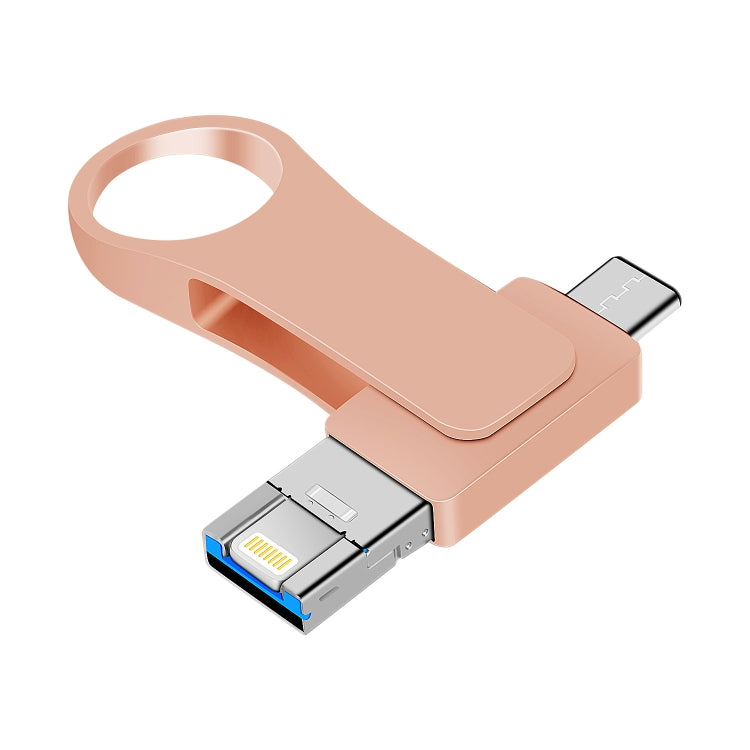 32GB USB 3.0 + 8 Pin + USB-C / Type-C 3 in 1 Mobile Computer Metal U-Disk(Pink) - U Disk & Card Reader by PMC Jewellery | Online Shopping South Africa | PMC Jewellery