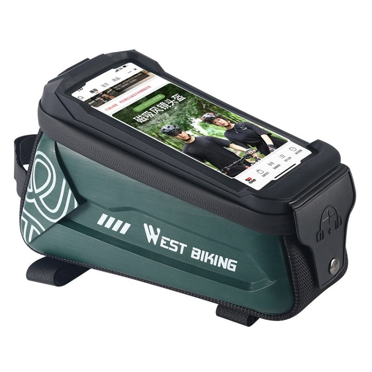 WEST BIKING 2.5L Bicycle Front Beam Mobile Phone Touch Screen Hard Shell Bag(Dark Green) - free shipping - PMC TechLife - Order now!