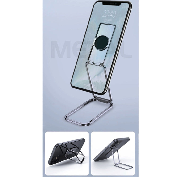 Square Folding Metal Holder Rotating Back Stick Desktop Phone Ring Holder(Black) - Ring Holder by PMC Jewellery | Online Shopping South Africa | PMC Jewellery