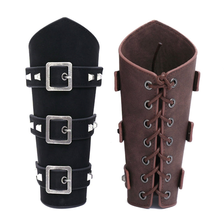 P01994 Men Leather Bracer Personality Punk Riding Arm Guard(Brown) - Sports Safety by PMC Jewellery | Online Shopping South Africa | PMC Jewellery