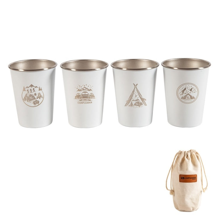 4 PCS / Set Outdoor Picnic Stainless Steel Cup With Storage Bag (White) - Cookwares & Tablewares by PMC Jewellery | Online Shopping South Africa | PMC Jewellery