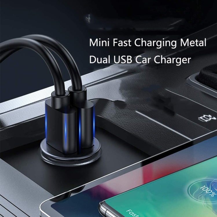 SC-H03-30W SC-H03-30W 12V / 1.5A QC3.0 Dual USB Mini Zinc Alloy Fast Charging Car Charger(Silver) - Car Charger by PMC Jewellery | Online Shopping South Africa | PMC Jewellery