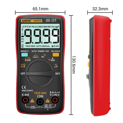 ANENG AN8009 NVC Digital Display Multimeter, Specification: Standard(Red) - Current & Voltage Tester by ANENG | Online Shopping South Africa | PMC Jewellery | Buy Now Pay Later Mobicred