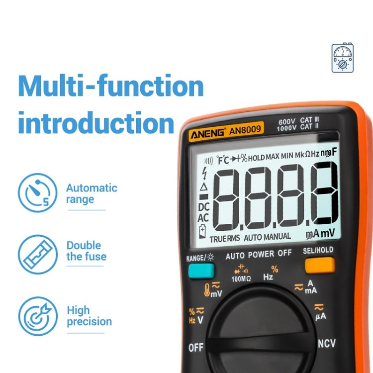 ANENG AN8009 NVC Digital Display Multimeter, Specification: Standard(Red) - Current & Voltage Tester by ANENG | Online Shopping South Africa | PMC Jewellery | Buy Now Pay Later Mobicred