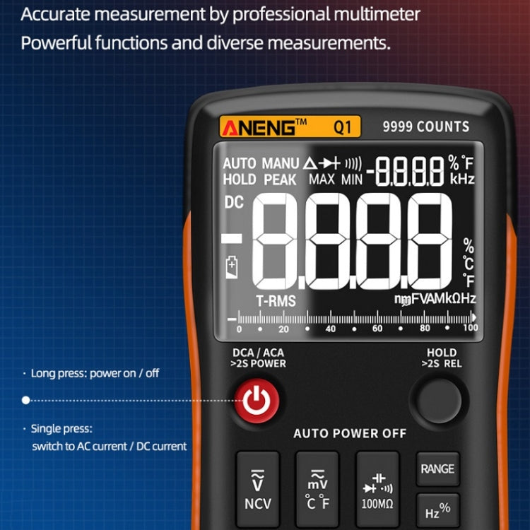 ANENG AN-Q1 Automatic High-Precision Intelligent Digital Multimeter, Specification: Standard(Orange) - Digital Multimeter by ANENG | Online Shopping South Africa | PMC Jewellery | Buy Now Pay Later Mobicred