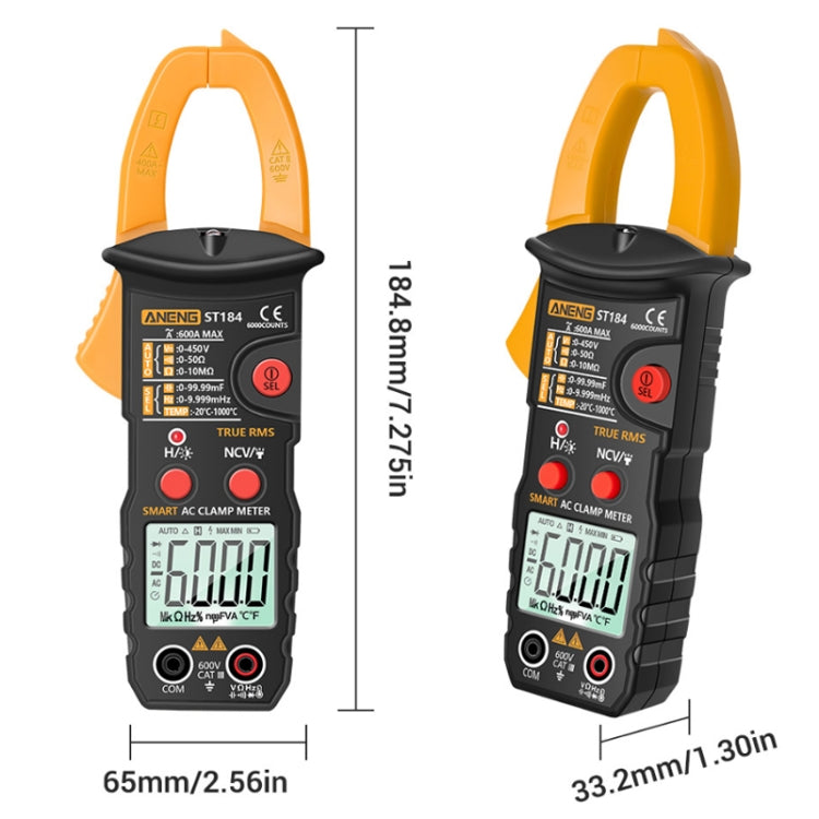 ANENG ST184 Automatically Identify Clamp-On Smart Digital Multimeter(Red) - Digital Multimeter by ANENG | Online Shopping South Africa | PMC Jewellery | Buy Now Pay Later Mobicred