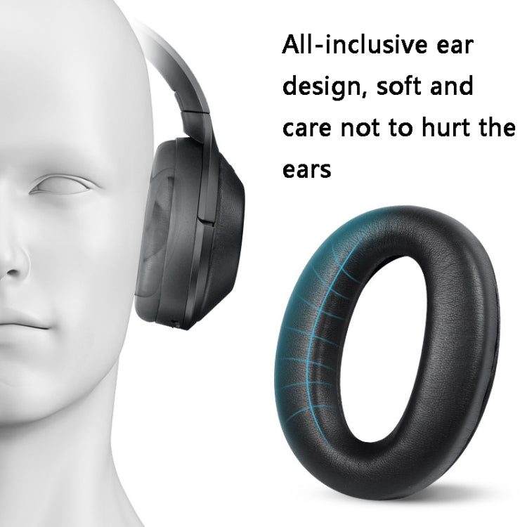 2 PCS Leather Headset Earmuffs for Sony 1000XM4 Black Lambskin No Snap - Earmuff & Pad by PMC TechLife | Online Shopping South Africa | PMC TechLife