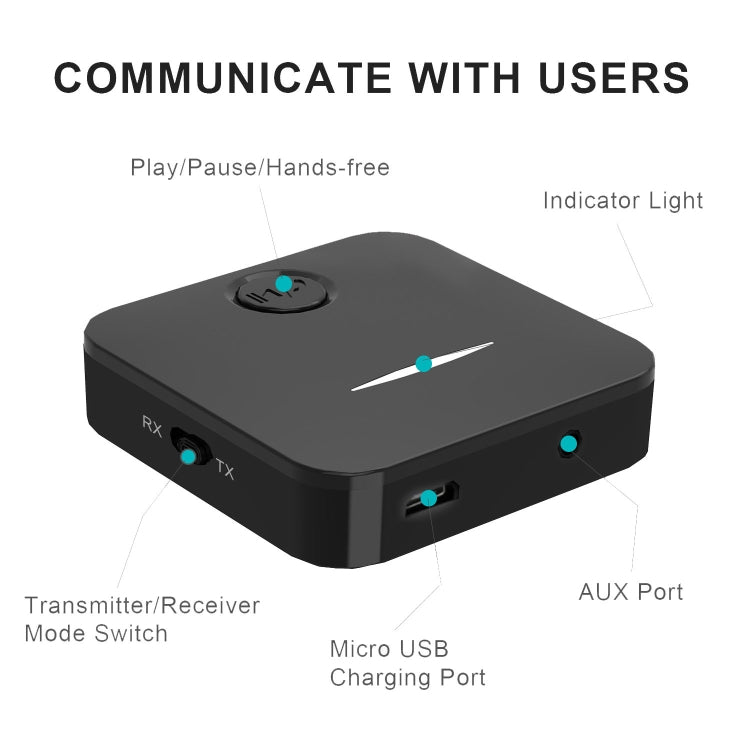 WB5 Bluetooth 5.0 Wireless Audio Adapter Receiver & Transmitter - Audio Receiver Transmitter by PMC TechLife | Online Shopping South Africa | PMC TechLife