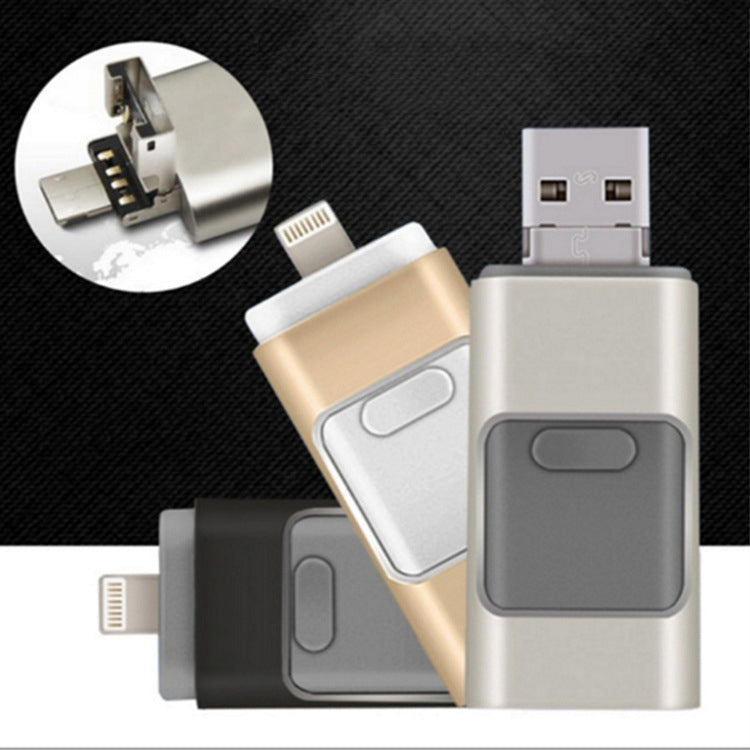 256GB Type-C + 8 Pin + USB 3.0  3 In 1 OTG Metal USB Flash Drive(Gold) - U Disk & Card Reader by PMC TechLife | Online Shopping South Africa | PMC TechLife