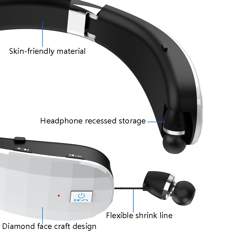 Telescopic Neck-Mounted Folding Bluetooth Earphone(White) - Neck-mounted Earphone by PMC TechLife | Online Shopping South Africa | PMC TechLife