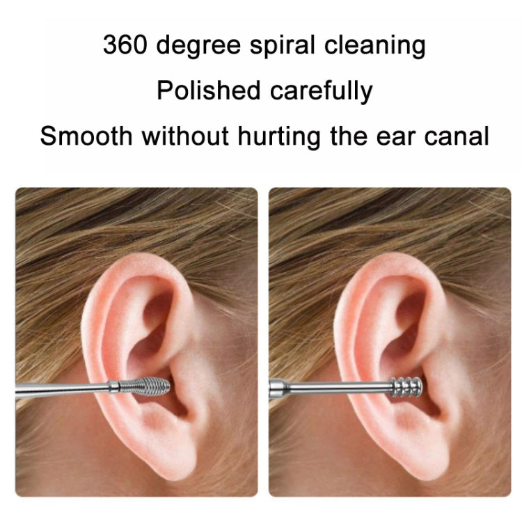 5 Sets 6 In 1 Stainless Steel Spring Spiral Portable Ear Pick, Specification: Pink - Ear Care Tools by PMC Jewellery | Online Shopping South Africa | PMC Jewellery