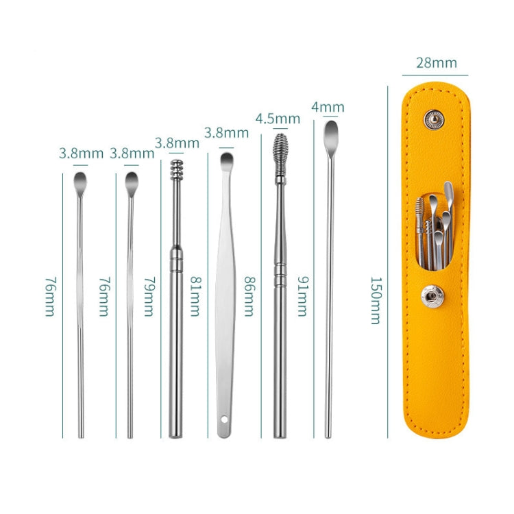 5 Sets 6 In 1 Stainless Steel Spring Spiral Portable Ear Pick, Specification: Purple - Ear Care Tools by PMC TechLife | Online Shopping South Africa | PMC TechLife