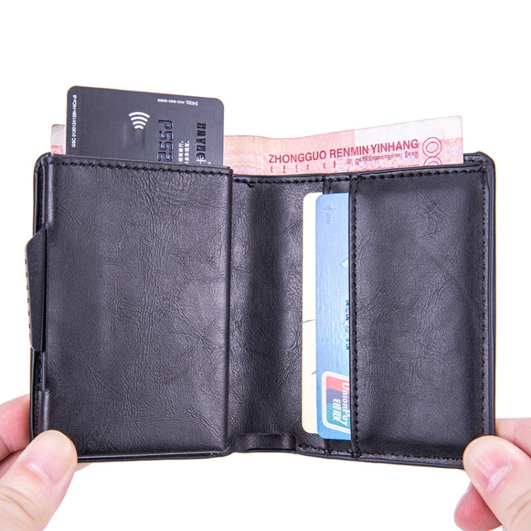 RFID Automatic Pop-Up Card Holder Multi-Function Locator Wallet For AirTag(Brown) - Wallet Series by PMC Jewellery | Online Shopping South Africa | PMC Jewellery