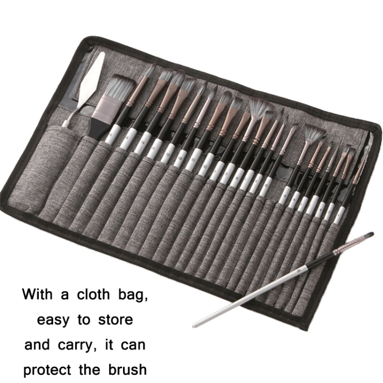 24 PCS/Set Canvas Bag Nylon Wool Gouache Brush Set(Pearl White Pole Black Bag) - Art Supplies by PMC TechLife | Online Shopping South Africa | PMC TechLife