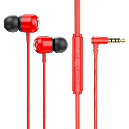 2 PCS TS6000 3.5mm Metal Elbow In-Ear Wired Control Earphone with Mic(Red) - In Ear Wired Earphone by PMC Jewellery | Online Shopping South Africa | PMC Jewellery